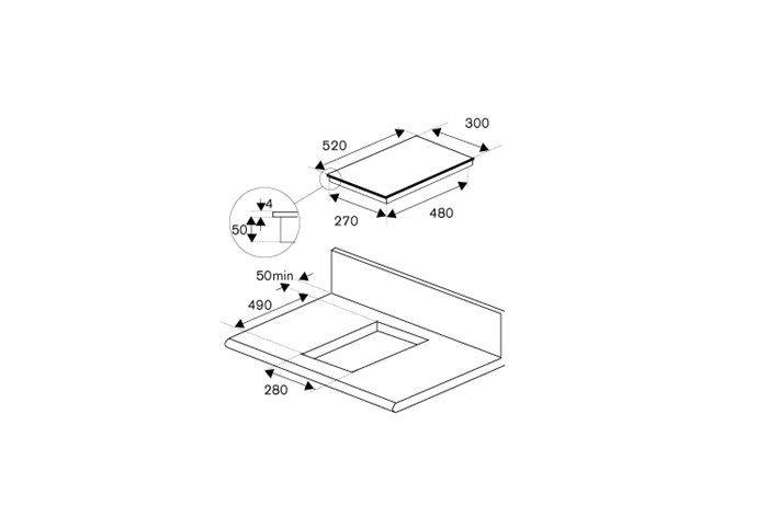 30 cm segmented hob, 2 induction zones Bertazzoni